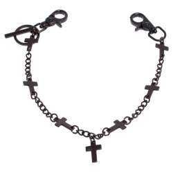 Dsquared2 Aged Bronze Tone Metal Cross Charm Chain Key Ring 