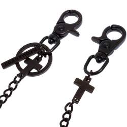 Dsquared2 Aged Bronze Tone Metal Cross Charm Chain Key Ring 