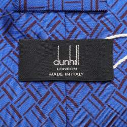 Dunhill Blue Printed Mulberry Silk Tie