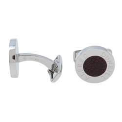 Pre Owned Dunhill Burgundy Leather Sterling Silver Cufflinks