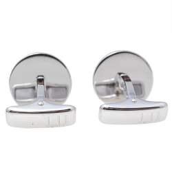 Pre Owned Dunhill Burgundy Leather Sterling Silver Cufflinks
