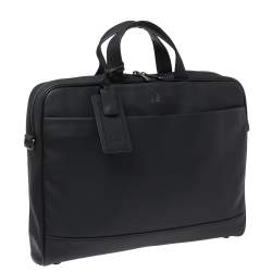 Pre Owned Dunhill Black Nubuck Leather Zip Briefcase Bag