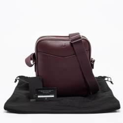 Pre Owned Dunhill Burgundy Leather Hampstead Messenger Bag