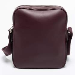Pre Owned Dunhill Burgundy Leather Hampstead Messenger Bag