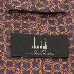 Dunhill Dark Purple Geometric Print Silk Tie 