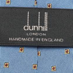 Dunhill Blue Micro Diamond Motif Embroidered Silk Tie