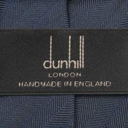 Pre Owned Dunhill Blue Diagonal Patterned Mulberry Silk Neck Tie