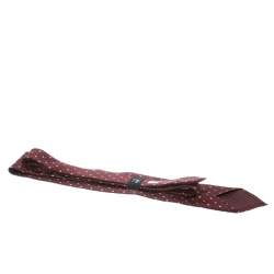 Pre Owned Dunhill Burgundy Geometric Printed Silk Traditional Tie