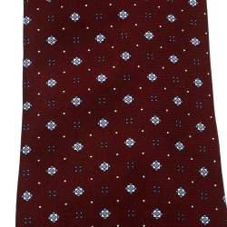 Pre Owned Dunhill Burgundy Geometric Printed Silk Traditional Tie