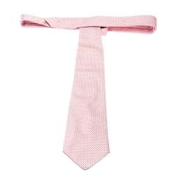 Pre Owned Dunhill Pink Jacquard Silk Traditional Tie