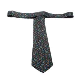 Dunhill Navy Blue Silk Medal Print Tie 