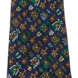 Dunhill Navy Blue Silk Medal Print Tie 