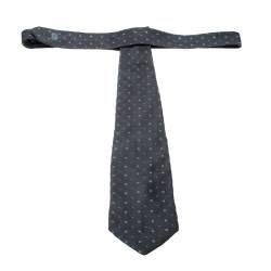 Dunhill Charcoal Grey Silk Jacquard Square Pattern Tie 