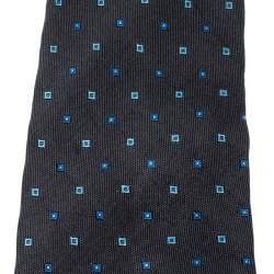 Dunhill Charcoal Grey Silk Jacquard Square Pattern Tie 