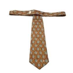 Dunhill Mustard Yellow Hexagon Printed Silk Traditional Tie