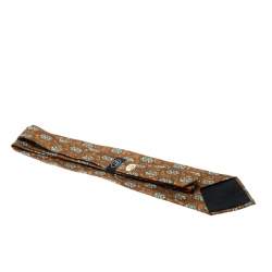 Dunhill Mustard Yellow Hexagon Printed Silk Traditional Tie