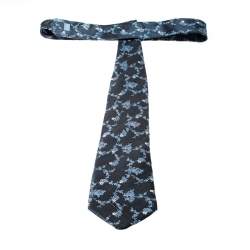 Pre Owned Dunhill Blue Floral Embroidered Raw Silk Tie 