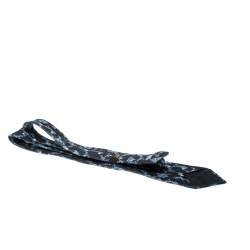 Pre Owned Dunhill Blue Floral Embroidered Raw Silk Tie 