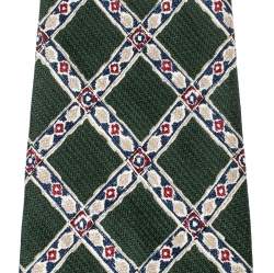 Dunhill Olive Green Argyle Pattern Silk Tie 