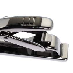 Pre Owned Dunhill Brown Textured Wooden Inlay Silver Tone Tie Bar Clip