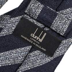 Dunhill Navy Blue Diagonal Stripe Mulberry Silk Jacquard Tie 