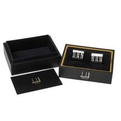 Pre Owned Dunhill Striped Mother of Pearl Inlay Sterling Silver Cufflinks