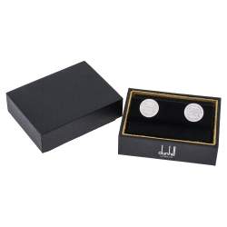 Pre Owned Dunhill Sterling Silver Logo Medallion Cufflinks