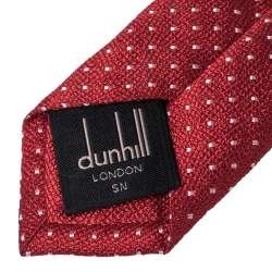 Dunhill Red Dot Patterned Jacquard Silk Tie