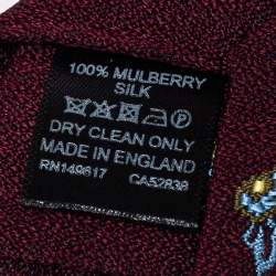 Pre Owned Dunhill Burgundy Floral Jacquard Silk Classic Tie