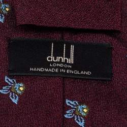Pre Owned Dunhill Burgundy Floral Jacquard Silk Classic Tie