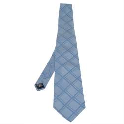 Dunhill Blue Check Patterned Traditional Silk Tie