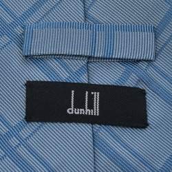 Dunhill Blue Check Patterned Traditional Silk Tie