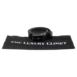 Pre Owned Dunhill Black Leather Logo Plague Belt 107CM