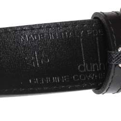 Pre Owned Dunhill Black Leather Logo Plague Belt 107CM