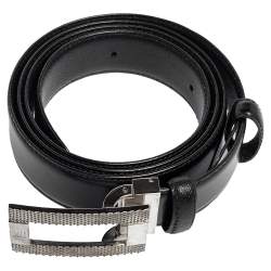 Dunhill Black Leather Square Buckle Belt
