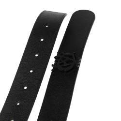 Pre Owned Dunhill Black Leather Gothic Belt 107CM