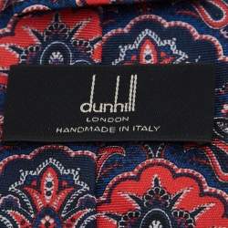 Pre Owned Dunhill Blue Floral Paisley Printed Silk Tie