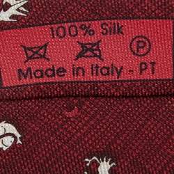 Dunhill Vintage Burgundy Zodiac Print Silk Tie