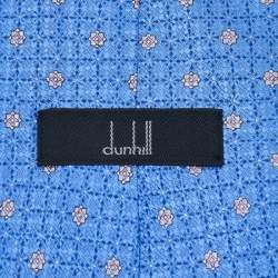 Pre Owned Dunhill Blue Floral Motif Jacquard Silk Tie