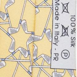 Pre Owned Dunhill Yellow Golf Clubs Print Silk Tie