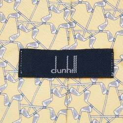 Pre Owned Dunhill Yellow Golf Clubs Print Silk Tie