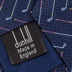 Dunhill Blue Gold Club Motif Jacquard Silk Tie