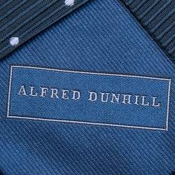 Pre Owned Alfred Dunhill Navy Blue Polka Dot Pattern Silk Jacquard Tie