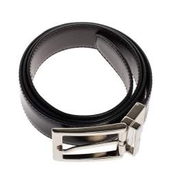 Dunhill Dark Brown/Black Leather Reversible Buckle Belt 