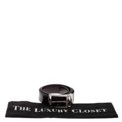 Dunhill Dark Brown/Black Leather Reversible Buckle Belt 
