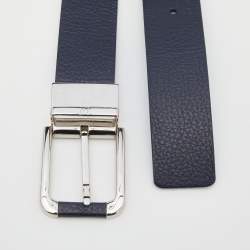 Pre Owned Dunhill Navy Blue Leather Buckle Belt 107 CM