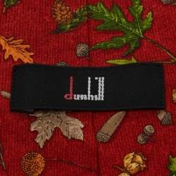 Dunhill Brick Red Autumnal Print Silk Tie