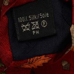Dunhill Brick Red Autumnal Print Silk Tie