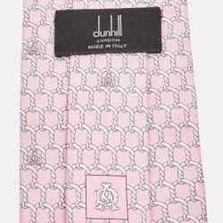 Dunhill Pink Rope Logo Print Silk Tie