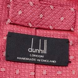 Pre Owned Dunhill Pink Floral Jacquard Mulberry Silk Tie 